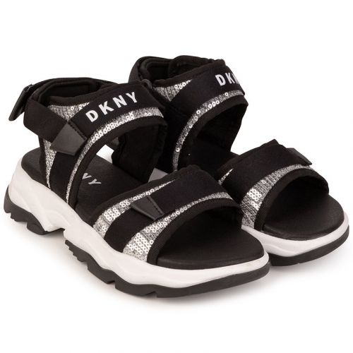 Girls Black Branded Strap Sandals 106429 by DKNY from Hurleys