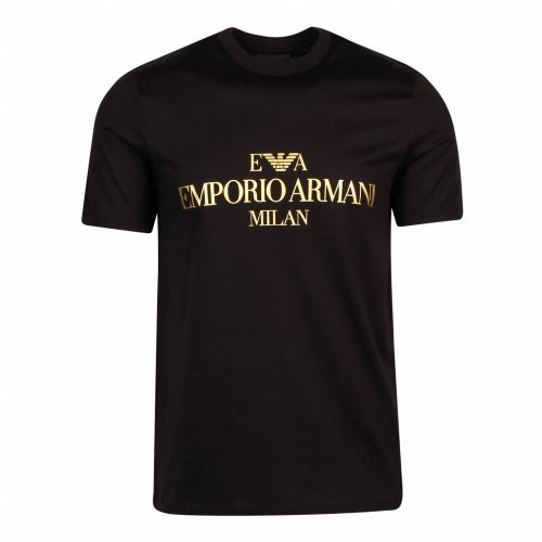 Mens Black/Gold Metallic Logo S/s T Shirt 45732 by Emporio Armani from Hurleys