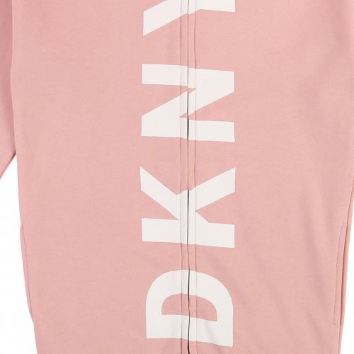 Girls Pink Long Logo Hooded Zip Sweat Top 45384 by DKNY from Hurleys