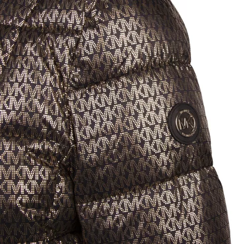 Womens Gold MK Metallic Foil Waisted Quilted Jacket 96872 by Michael Kors from Hurleys
