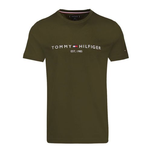 Mens Olivewood Tommy Logo S/s T Shirt 93900 by Tommy Hilfiger from Hurleys