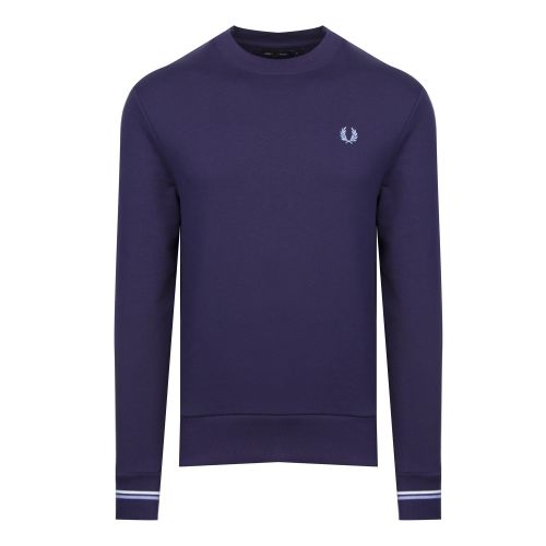 Mens Carbon Blue Tipped Crew Sweat Top 47675 by Fred Perry from Hurleys