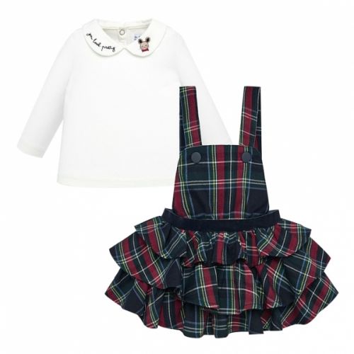 Infants Navy Tartan Pinafore Dress & Top Set 48480 by Mayoral from Hurleys