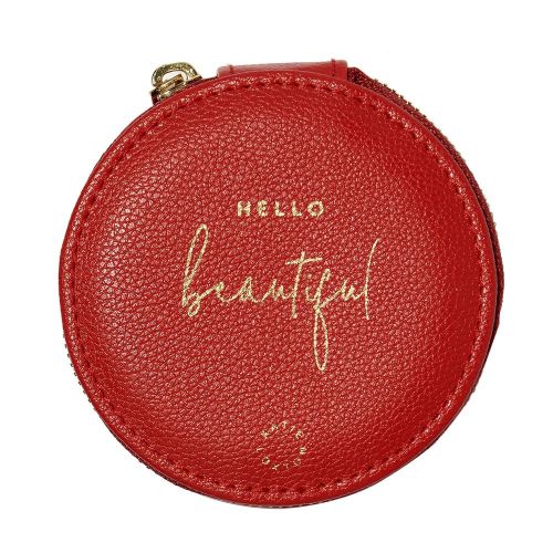 Womens Red Hello Beautiful Circle Jewellery Box 94633 by Katie Loxton from Hurleys