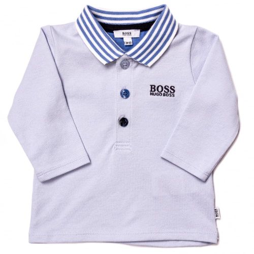 Baby Pale Blue Branded L/s Polo Shirt 65284 by BOSS from Hurleys