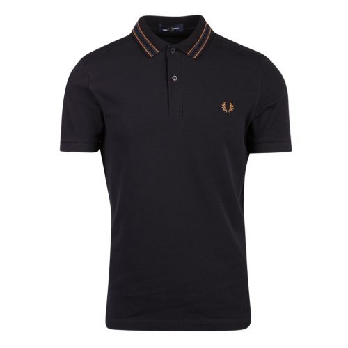 Mens Black Medal Stripe Collar S/s Polo Shirt 107957 by Fred Perry from Hurleys