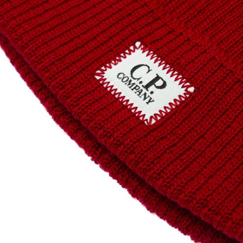 Boys Barbados Cherry Branded Patch Beanie Hat 77684 by C.P. Company Undersixteen from Hurleys