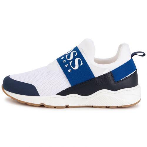 Boys Blue Logo Elastic Trainers (30-41) 106233 by BOSS from Hurleys