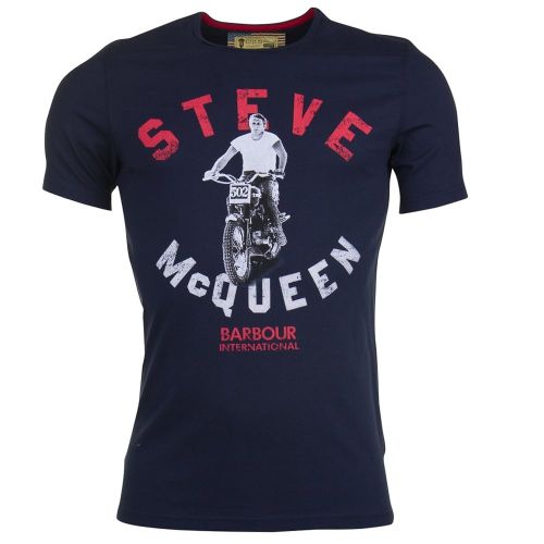 Steve McQueen™ Collection Mens Navy Leap S/s Tee Shirt 71544 by Barbour from Hurleys