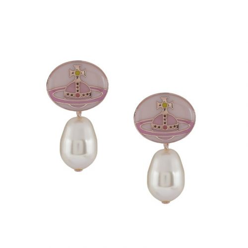 Womens Pink Gold/Cream Rose Loelia Pearl Drop Earrings 99496 by Vivienne Westwood from Hurleys