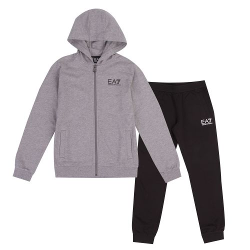 Boys Grey/Black Branded Hooded Tracksuit 38079 by EA7 from Hurleys
