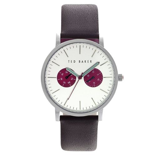 Mens White & Red Dial Brown Multifunctional Leather Strap Watch 52025 by Ted Baker from Hurleys