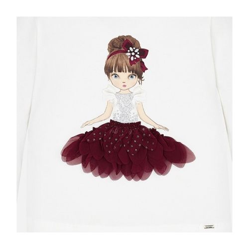 Girls Natural/Red Ballroom Doll L/s T Shirt 48408 by Mayoral from Hurleys