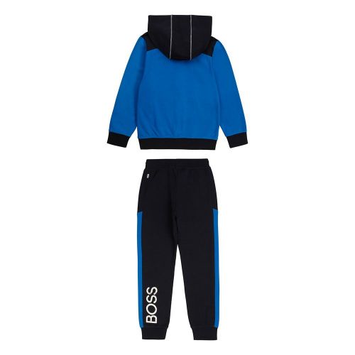 Boys Blue Bicolour Hooded Zip Through Tracksuit 84569 by BOSS from Hurleys
