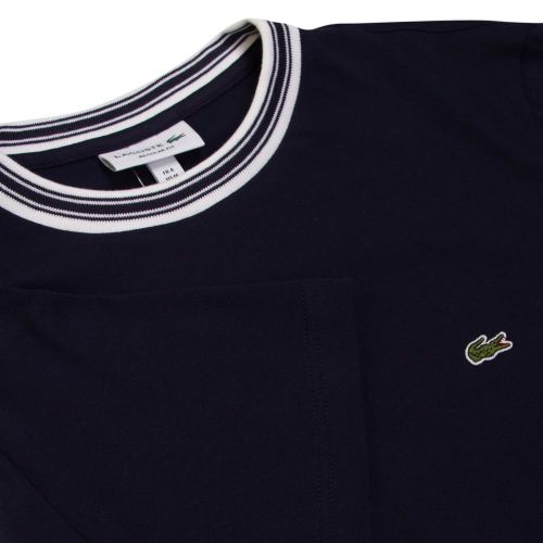 Mens Navy Tipped Neck Regular Fit S/s T Shirt 23304 by Lacoste from Hurleys