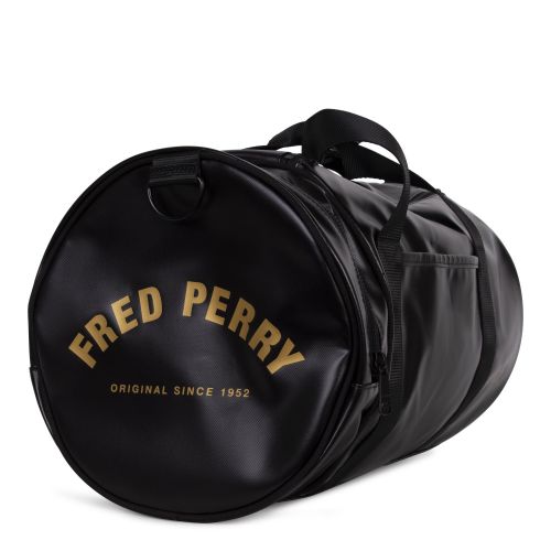 Fred Perry Bag Mens Black/Gold Tonal Classic Barrel Bag