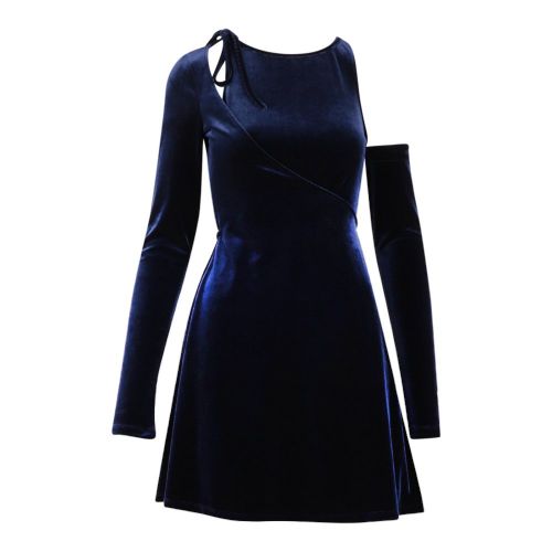 Womens Blue Monterey Cut Out Velvet Skater Dress 113011 by Versace Jeans Couture from Hurleys
