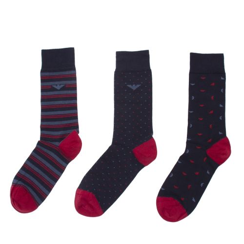 Mens Navy/Aviation Eagle Multipack 3 Pack Sock Gift 48079 by Emporio Armani Bodywear from Hurleys