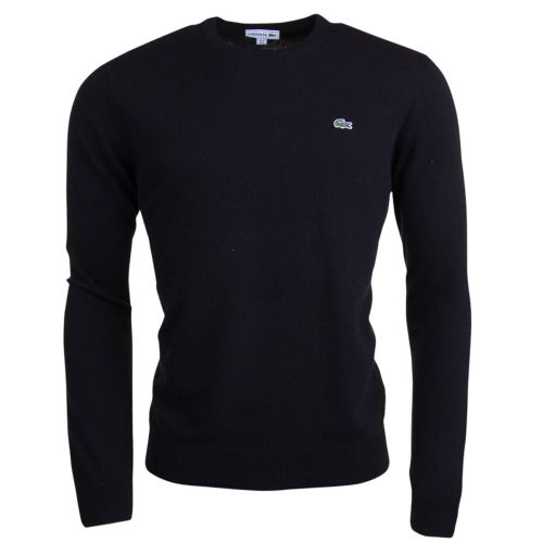 Mens Black Wool Crew Neck Knitted Jumper 14675 by Lacoste from Hurleys