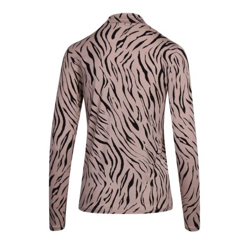 Womens Simply Taupe Vibulis Zebra High Neck L/s T Shirt 79763 by Vila from Hurleys