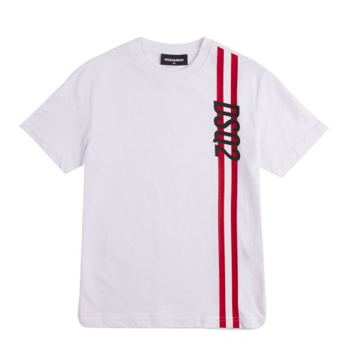 Boys White Racing Stripe S/s T Shirt 81835 by Dsquared2 from Hurleys