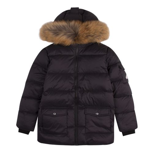 Boys Black Authentic Fur Hooded Padded Jacket 48955 by Pyrenex from Hurleys
