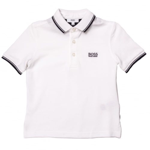Boys White Basic Branded S/s Polo Shirt 65411 by BOSS from Hurleys