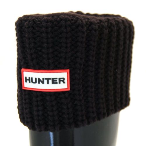 Womens Black Short Half Cardy Stitch Wellington Socks 67374 by Hunter from Hurleys