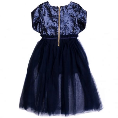 Girls Navy Long Sequin & Full Skirt Dress 65620 by Billieblush from Hurleys