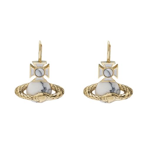 Womens Gold/White Ouroboros Drop Earrings 54475 by Vivienne Westwood from Hurleys