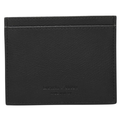 Mens Black Branded Leather Card Holder 45753 by Emporio Armani from Hurleys