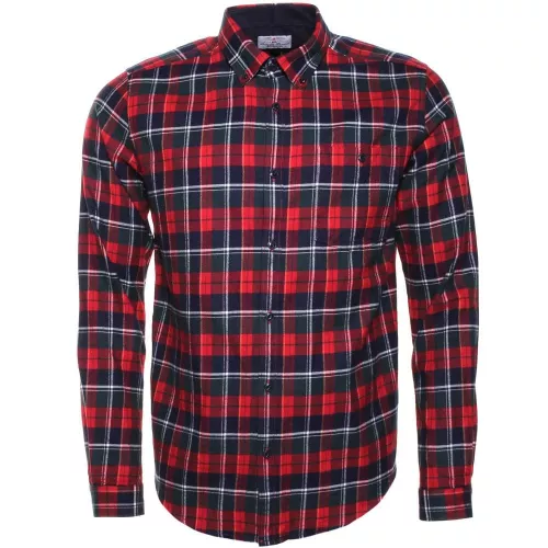 Mens Rich Red Castleford Check L/s Shirt 70983 by Barbour from Hurleys