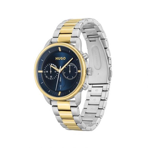 Mens Gold/Silver/Blue Advise 2 Tone Bracelet Watch 104361 by HUGO from Hurleys