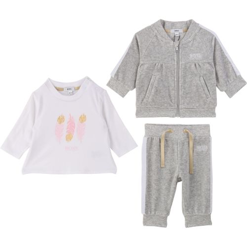 Baby Light Grey Marl Soft 3 Piece Tracksuit Set 45494 by BOSS from Hurleys