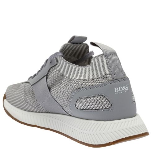 Athleisure Mens Light Grey Titanium_Runn_Knit Trainers 37955 by BOSS from Hurleys