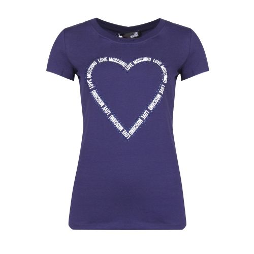 Womens Blue Logo Heart Slim S/s T Shirt 31614 by Love Moschino from Hurleys