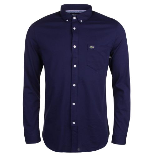 Mens Navy Jersey Pocket Slim Fit L/s Shirt 23258 by Lacoste from Hurleys