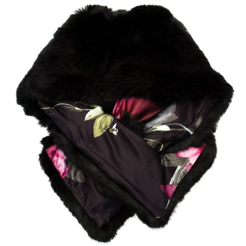 Womens Black Una Faux Fur Scarf 63158 by Ted Baker from Hurleys