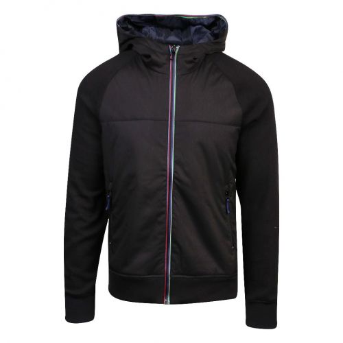 Mens Black Mixed Media Zip Through Hooded Jacket 100798 by PS Paul Smith from Hurleys