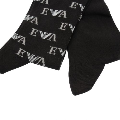 Mens Black Logo 2 Pack Socks 84961 by Emporio Armani Bodywear from Hurleys
