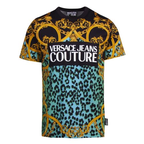 Mens Pure Mint Baroque Animal Print S/s T Shirt 51245 by Versace Jeans Couture from Hurleys