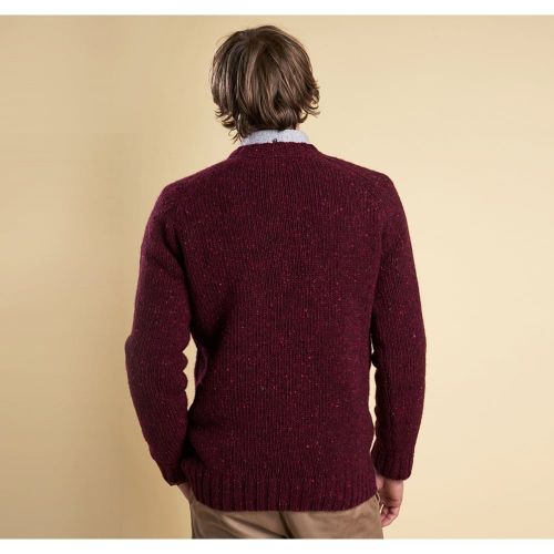 Heritage Mens Merlot Mix Barnard Cable Crew Jumper 64775 by Barbour from Hurleys