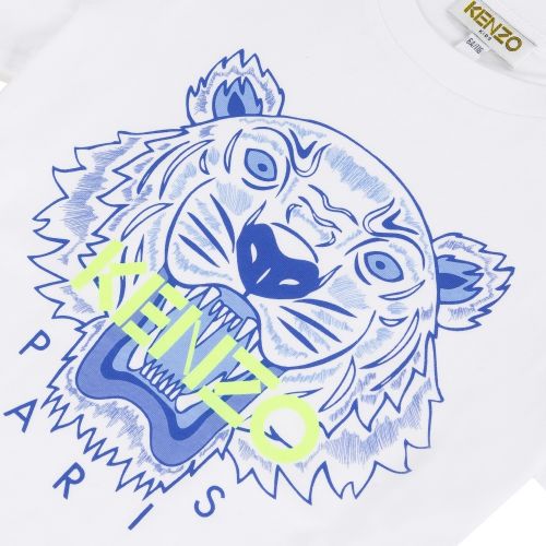 Boys White/Blue Neon Iconic Tiger S/s T Shirt 53699 by Kenzo from Hurleys