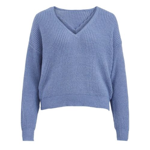 Womens English Manor Blue Viglacy Lace Knitted Jumper 100844 by Vila from Hurleys