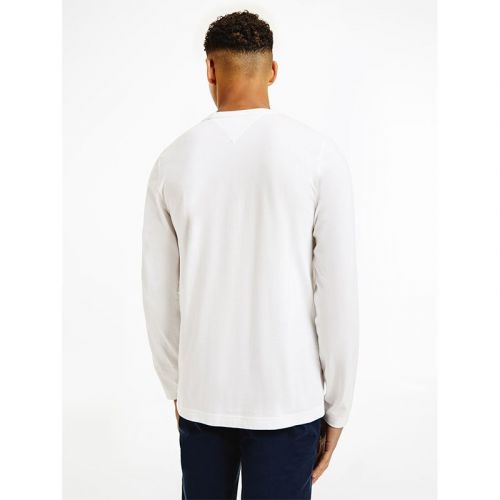 Mens White Tommy Logo Arm L/s T Shirt 108370 by Tommy Hilfiger from Hurleys