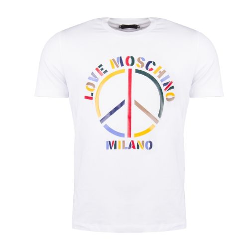 Mens Optical White Colour Peace Slim Fit S/s T Shirt 31634 by Love Moschino from Hurleys