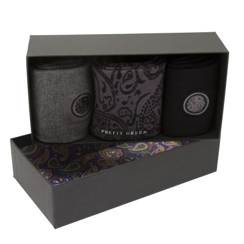 Mens Black Paisley 3 Pack Sock Gift Set 49269 by Pretty Green from Hurleys