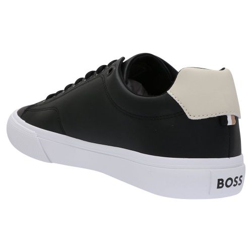 Mens Black Aiden-Tenn Leather Trainers 107770 by BOSS from Hurleys