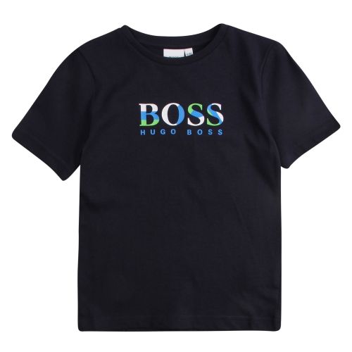 Boys Navy Colour Big Logo S/s T Shirt 56054 by BOSS from Hurleys