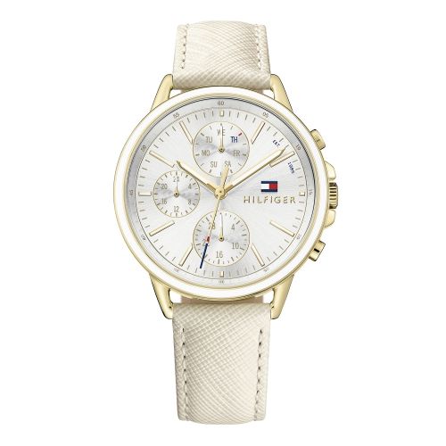 Womens Gold/Cream Carly Leather Watch 44200 by Tommy Hilfiger from Hurleys